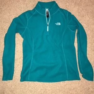 Blue and teal north face pullover